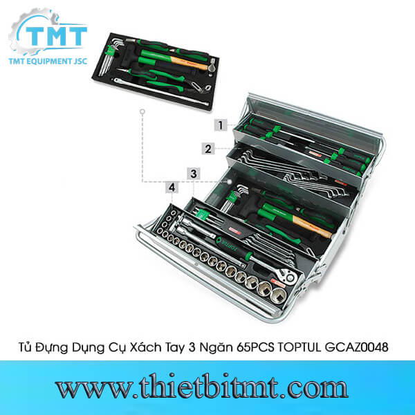 Tủ Đựng Dụng Cụ Xách Tay 3 Ngăn 65PCS TOPTUL GCAZ0048 1 Tủ Đựng Dụng Cụ Xách Tay 3 Ngăn 65PCS TOPTUL GCAZ0048